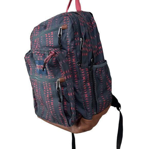 Jansport Cool Student Backpack Gray Pink Triangle Geo Print - Picture 3 of 14